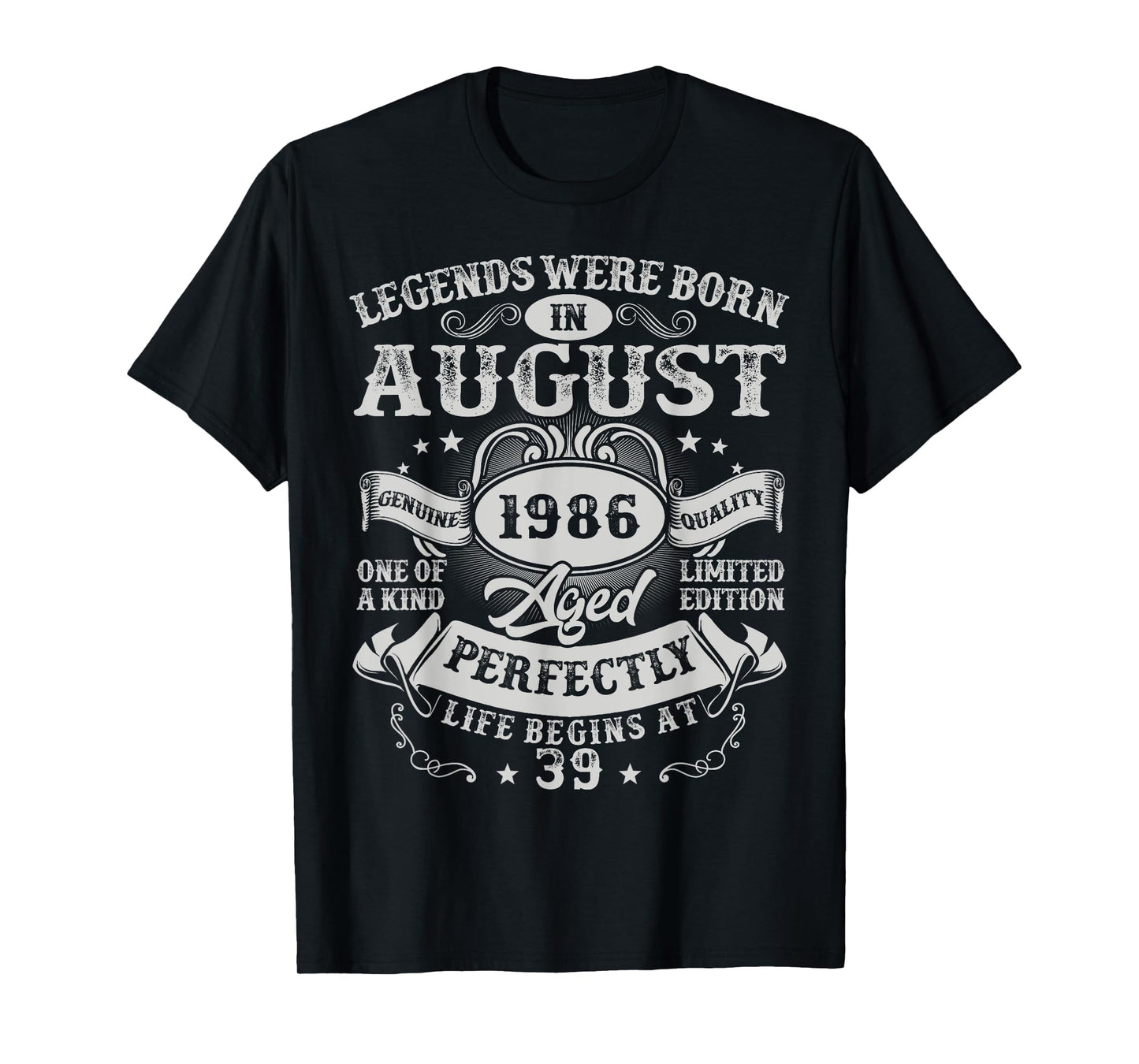 Legends Were Born in August 1986 Vintage 39th Birthday Men T-Shirt