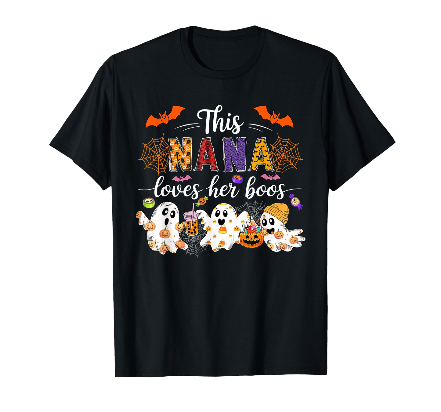 Nana Loves Her Boos Halloween Boos Lover Family Group T-Shirt