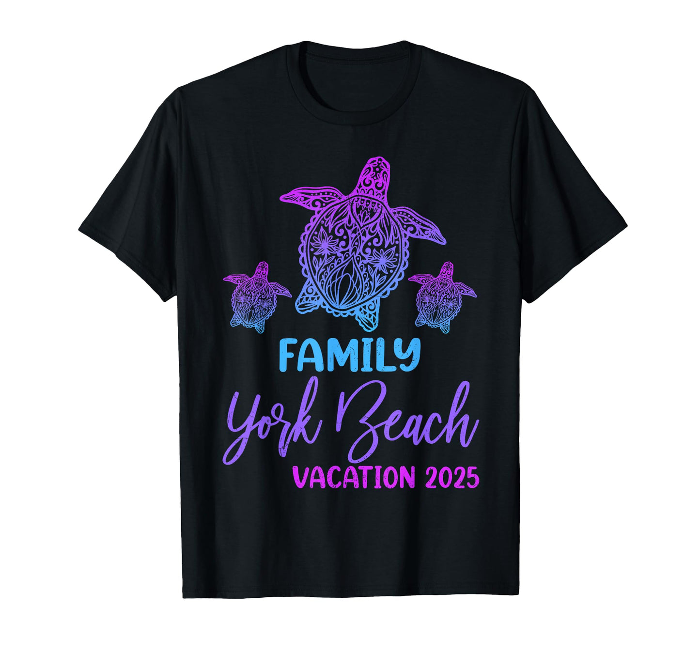 Family Vacation 2025 Sea Turtle Maine York Beach T-Shirt