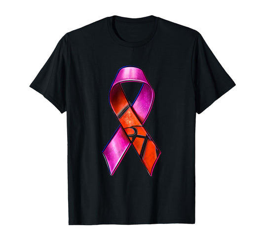 Basketball Pink Ribbon Breast Cancer Awareness Supporter T-Shirt