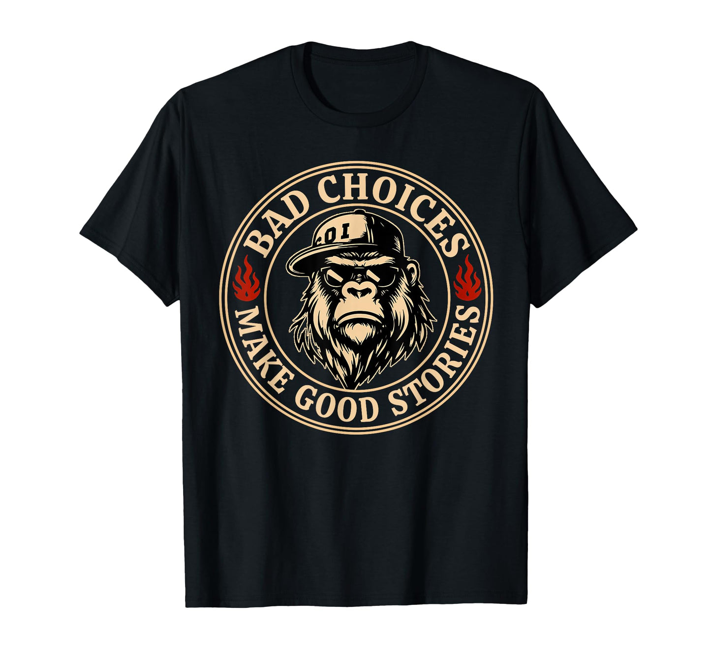 Bad Choices Make Good Stories Funny Monkey T-Shirt