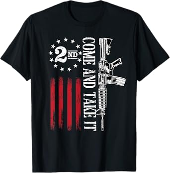 Come and take it 2nd Amendment Flag 2A Libertarian Usa Flag T-Shirt