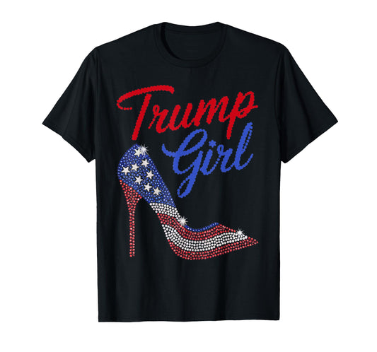 American Flag Bling Patriot Trump 2024 Trump Girl High Heel T-Shirt