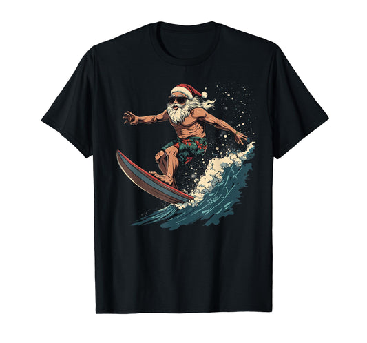 Fun Surfing Santa Hawaii Christmas Waves Surf lover T-Shirt