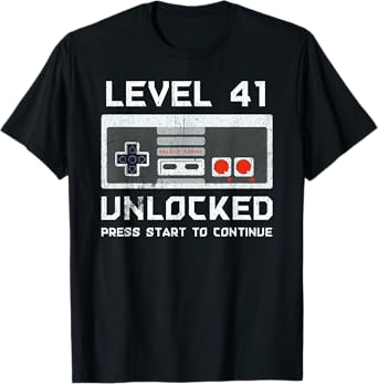 41 Year Old Forty-One Birthday Gift Level 41 Unlocked Gamer T-Shirt
