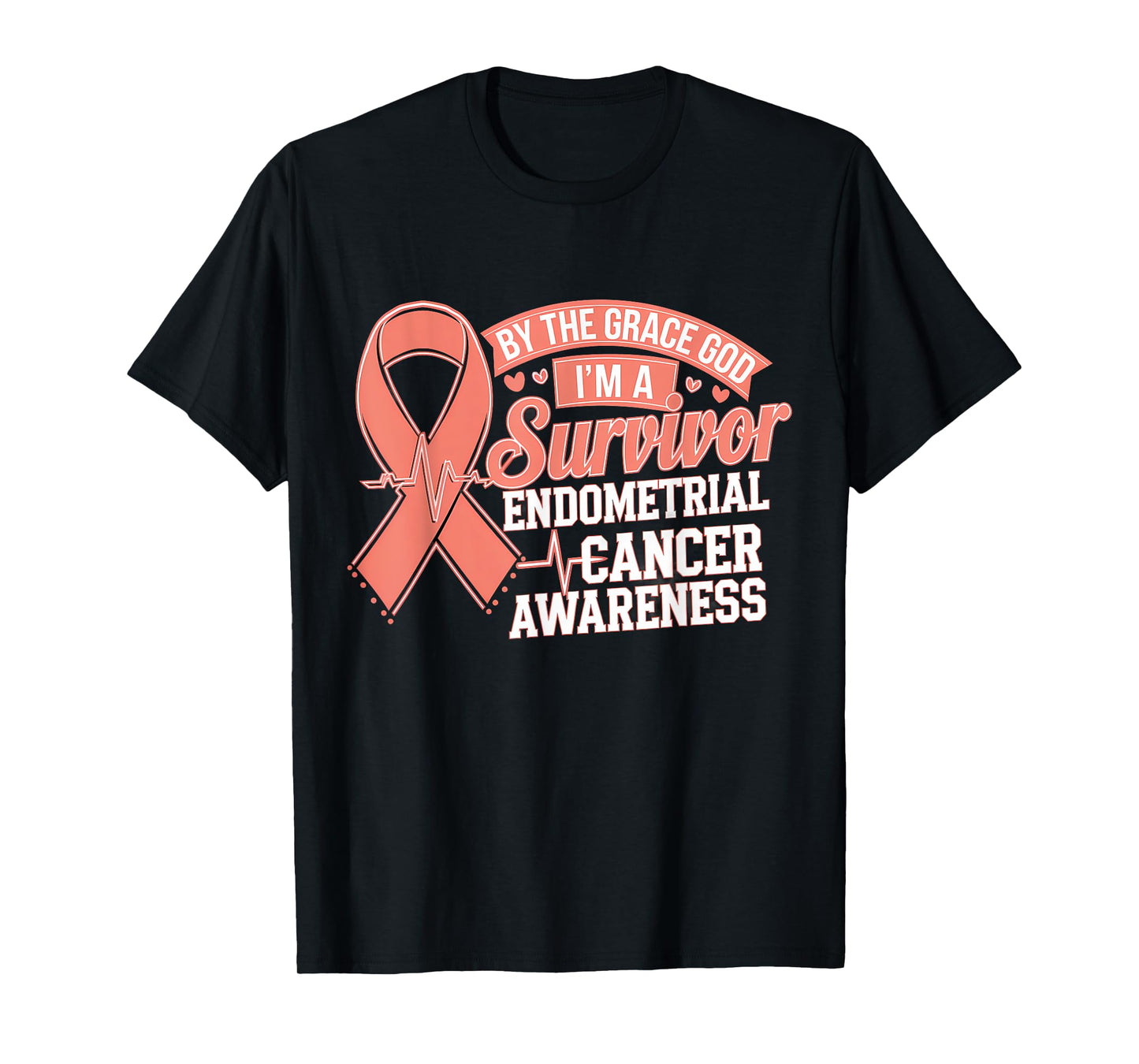 Endometrial Cancer Awareness Peach Ribbon T-Shirt