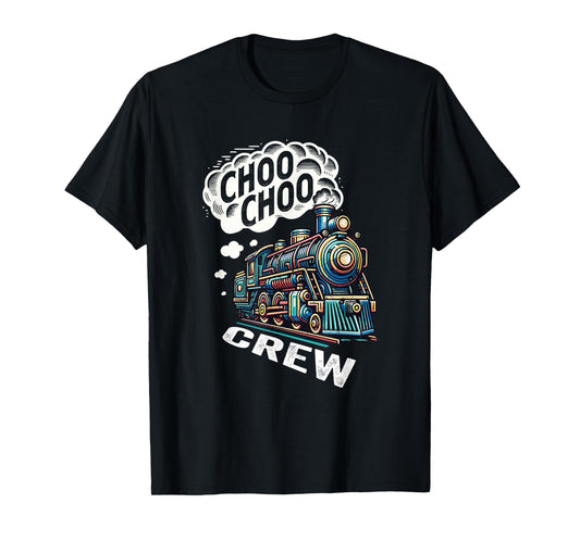 Choo Choo Crew Vintage Railroad Train Locomotive Kids T-Shirt