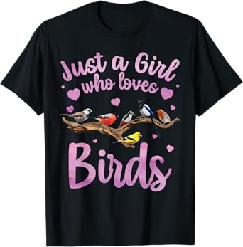 Cool Bird Watcher Art For Women Girls Birding Nerd Birder T-Shirt