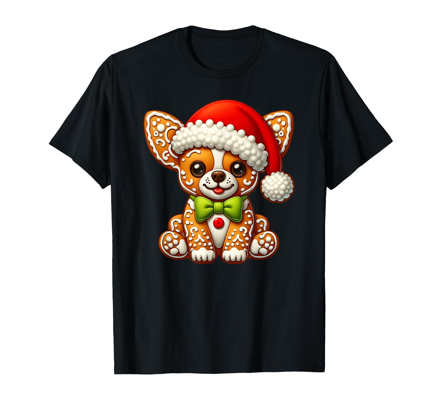 Funny Gingerbread Man Chihuahua Christmas Womens Mens Kids T-Shirt