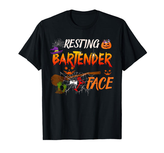 Resting Bartender Face Halloween Bartender Costume Witch T-Shirt
