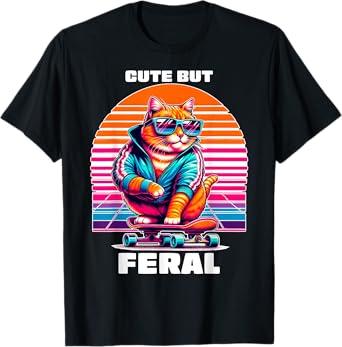 Cute But Feral Funny Colorful Animal With Sunglasses Shirt T-Shirt