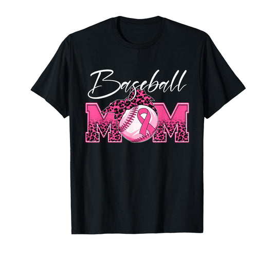 Baseball Mom Breast Cancer Awareness Day Pink Ribbon Women T-Shirt
