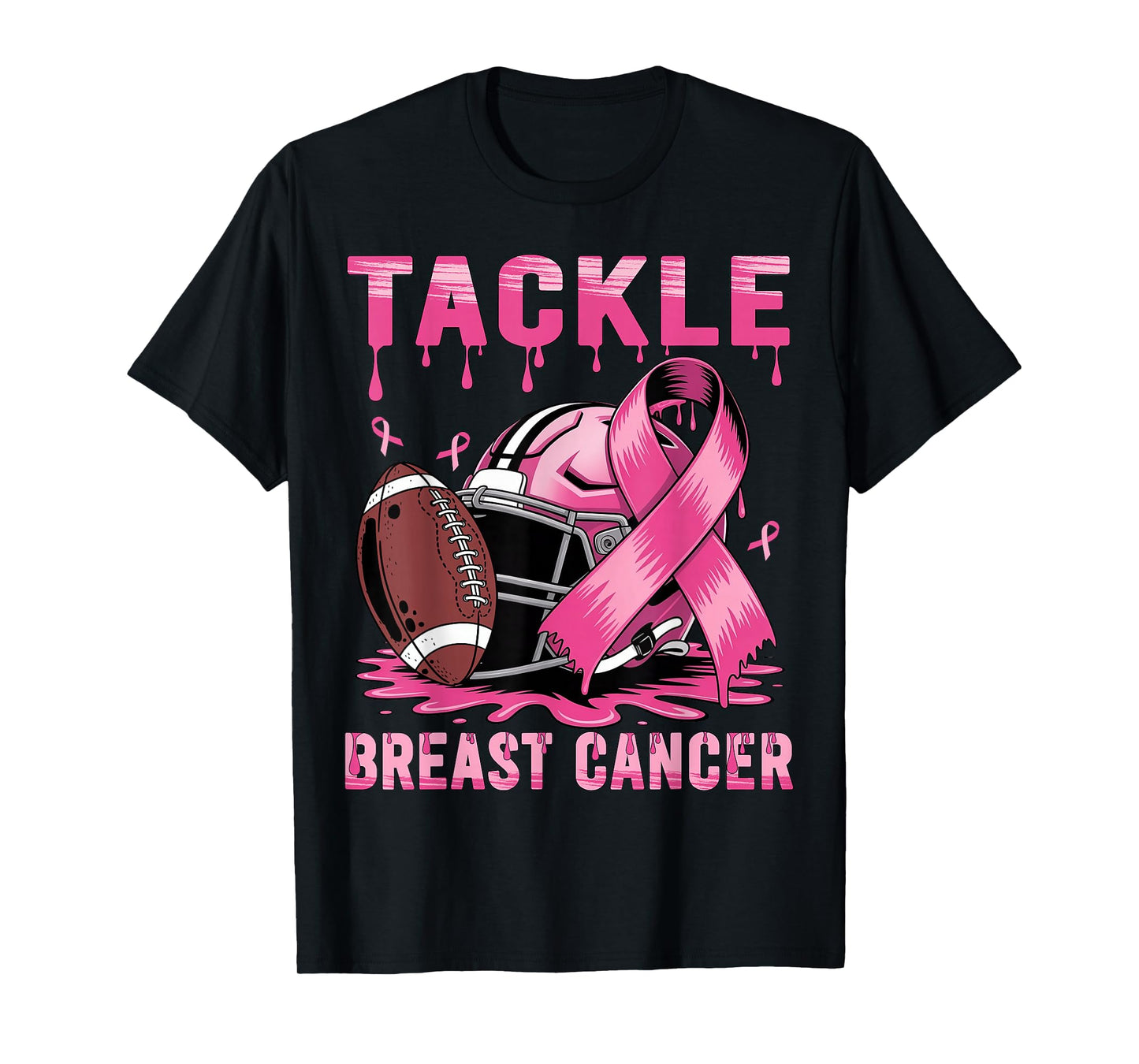Tackle Breast Cancer Football Pink Ribbon Breast Cancer T-Shirt