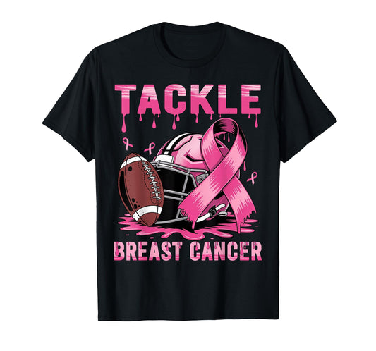 Tackle Breast Cancer Football Pink Ribbon Breast Cancer T-Shirt