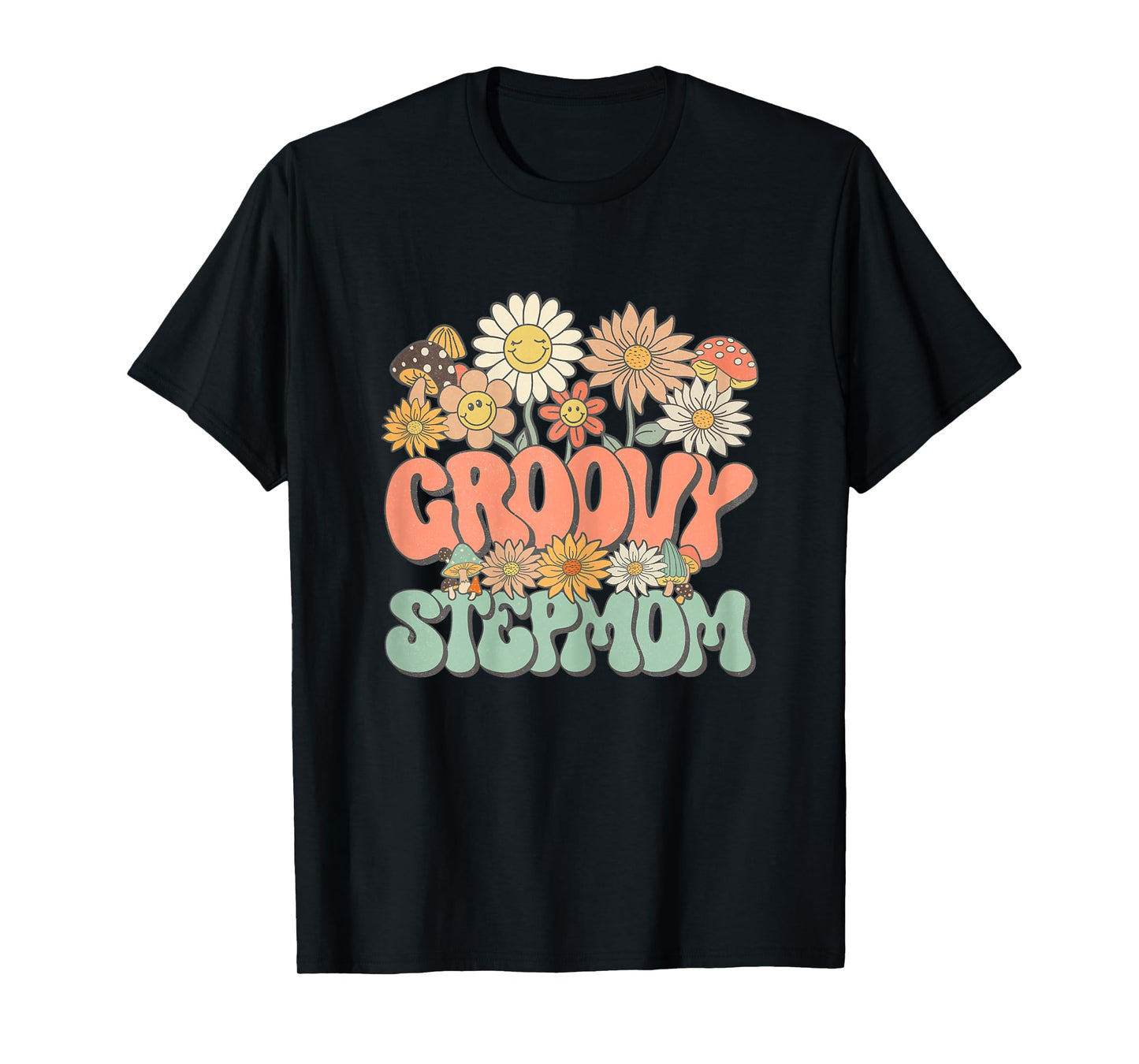 Groovy Stepmom Floral Hippie Retro Daisy Wildflower Women T-Shirt