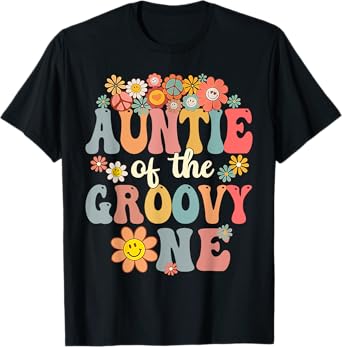 Auntie of Groovy One Matching Family 1st Birthday Party T-Shirt