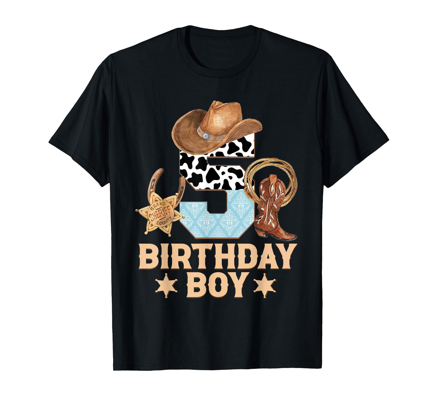 Western Family Birthday Boy Shirt 5 Cowboy 5th Birthday T-Shirt