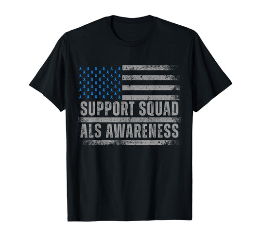 Support ALS Awareness Month USA American Flag Men Dad T-Shirt