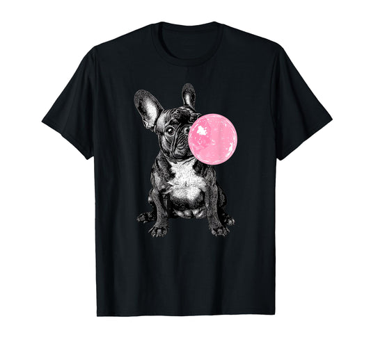 Vintage French bulldog Blowing Bubble Dog Dad Mom Owner Men Women T-Shirt
