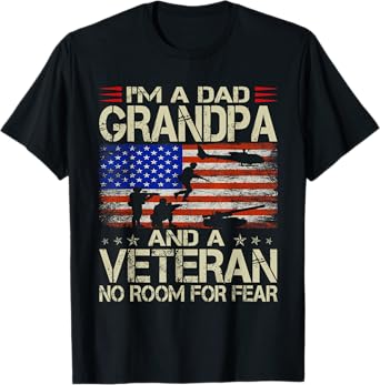 I'm A Dad Grandpa And Veteran Funny Retro Papa Grandpa Gifts T-Shirt