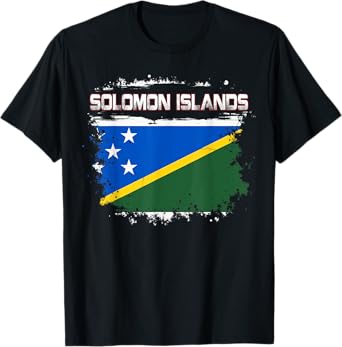 Vintage Patriotic Soloman Islander Flag Solomon Islands T-Shirt