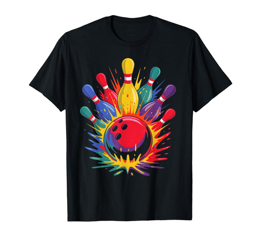Colorful Bowling Game Day Bowler Cute Colorsplash Ball T-Shirt