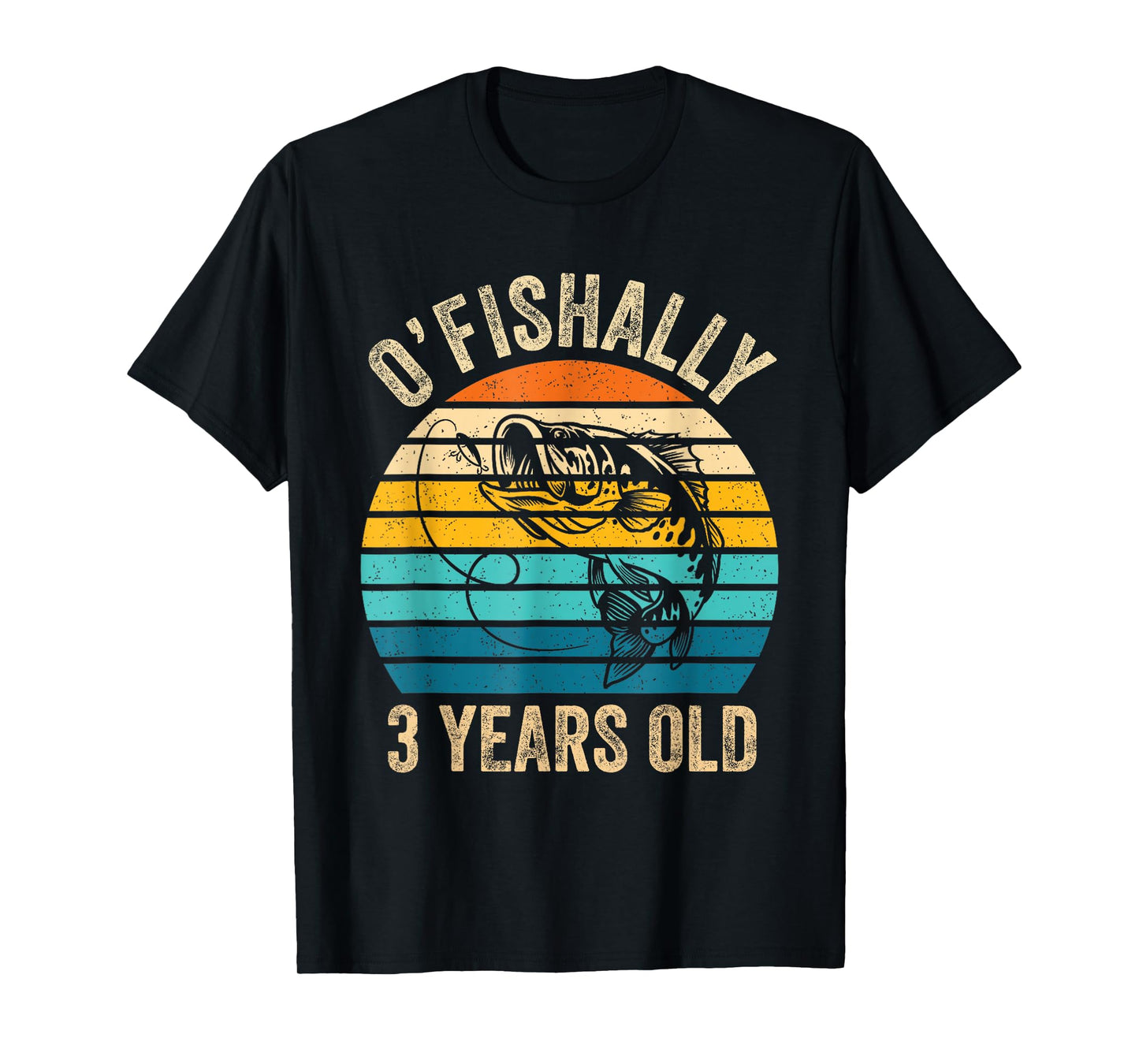Ofishally 3 Year Old Shirt 3rd Birthday Vintage Fishing T-Shirt