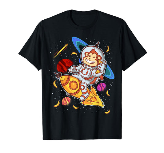Astronaut Monkey Space Rocket Cute Funny Kids Boys Girls T-Shirt