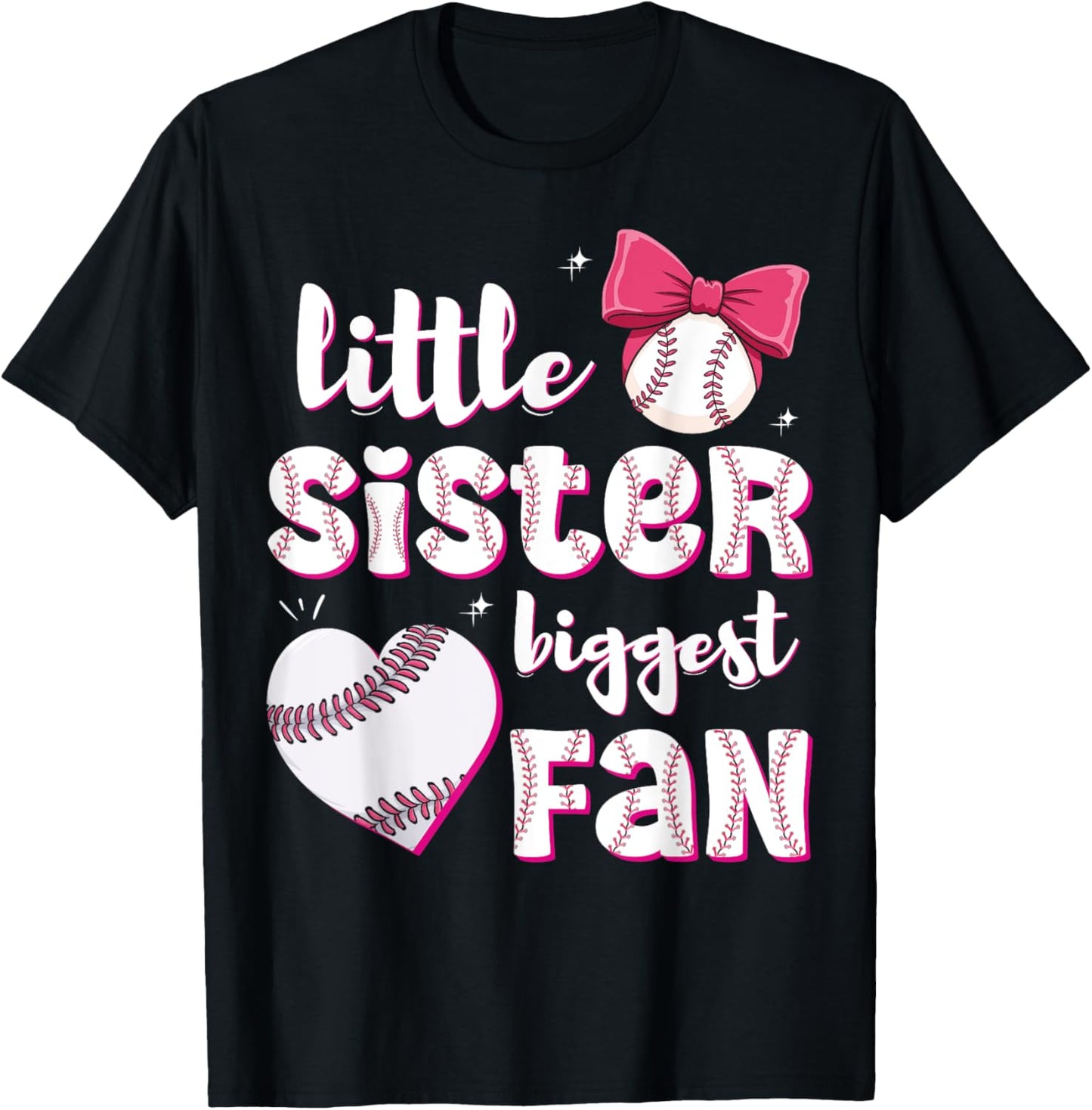 Baseball Little Sister Biggest Fan Baseball Girls Lil Sis T-Shirt