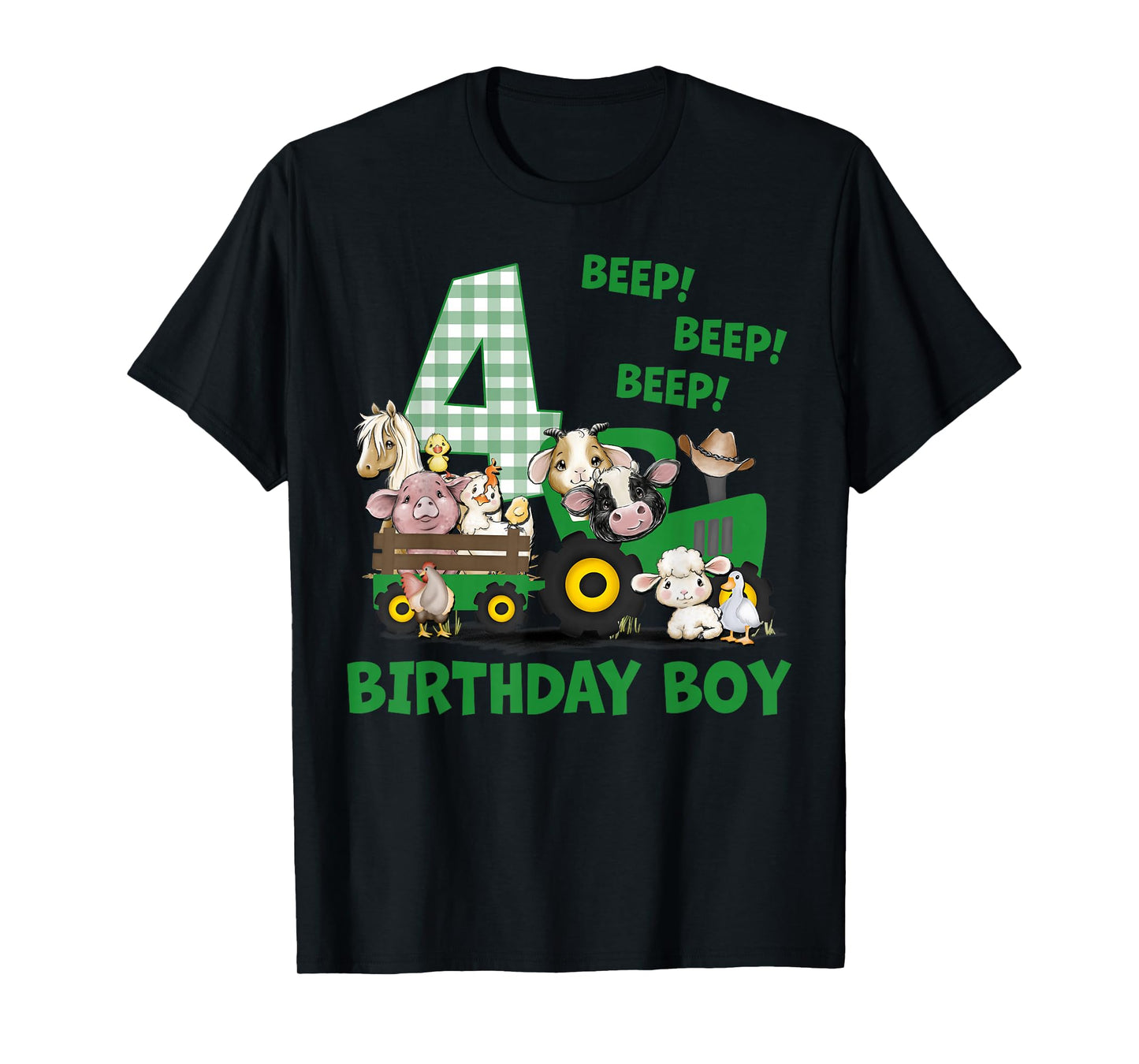 It's My Birthday Boy Farm Animal Tractor 4 Years Old Kids T-Shirt