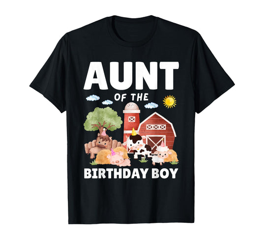 Aunt Of The Birthday Boy Farm Animals Family Matching T-Shirt