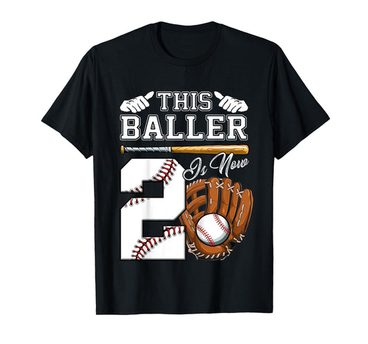 2nd Birthday Gift Two Vintage Baseball Birthday 2 Year Old T-Shirt