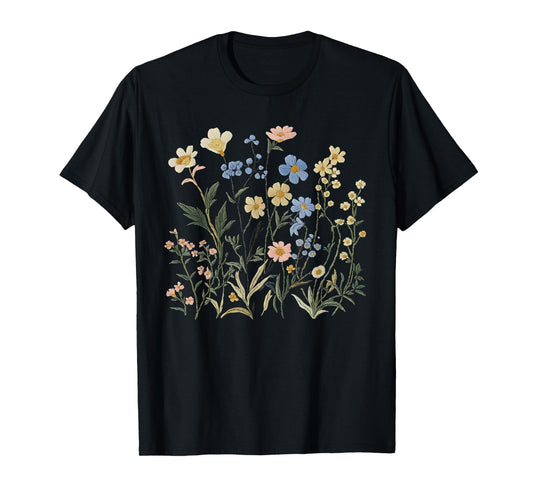 Wildflower Graphic Tee Floral Vintage Boho Design Flower T-Shirt
