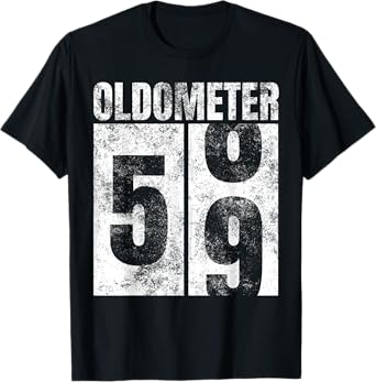 Oldometer 58-59 yrs old Man Woman Bday Graphic 59th Birthday T-Shirt