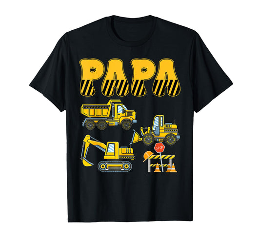 Funny Papa Construction Excavator Kids Boy Family Set T-Shirt