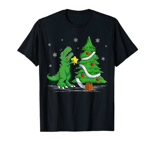 Funny Struggle Is Real Dinosaur T-Rex Dino Christmas Tree T-Shirt