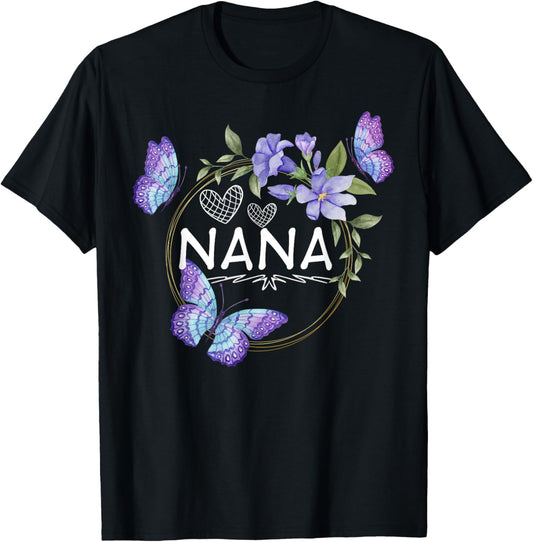 Nana shirt For Women with butterflies Mother's Day T-Shirt