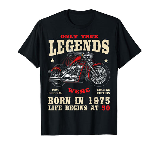 2025 | 50th Birthday Man Biker Gift Motorcycle Chopper 1975 T-Shirt