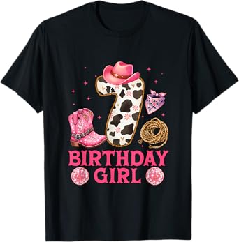 Cowgirl Birthday Girl 7 Years Old Western 7th birthday girl T-Shirt