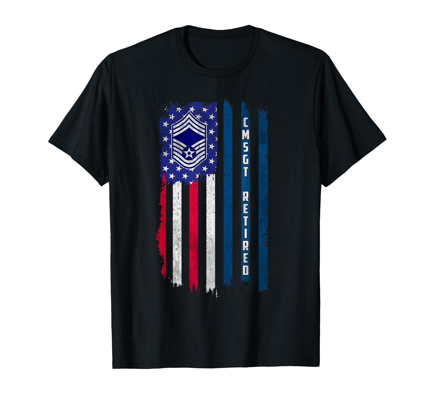 Retired E-9 Chief Master Sergeant CMSgt Rank American Flag T-Shirt