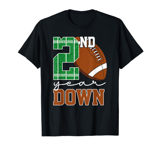 2nd Year Down Football Lover Second Birthday Boy Party T-Shirt