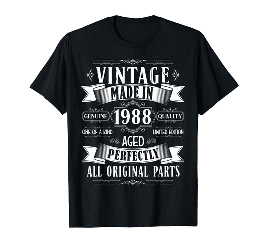 Vintage 37th birthday men Born 1988 37 years old Bday mens T-Shirt