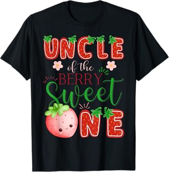 Uncle Of The Berry Sweet One 1St Birthday Strawberry T-Shirt