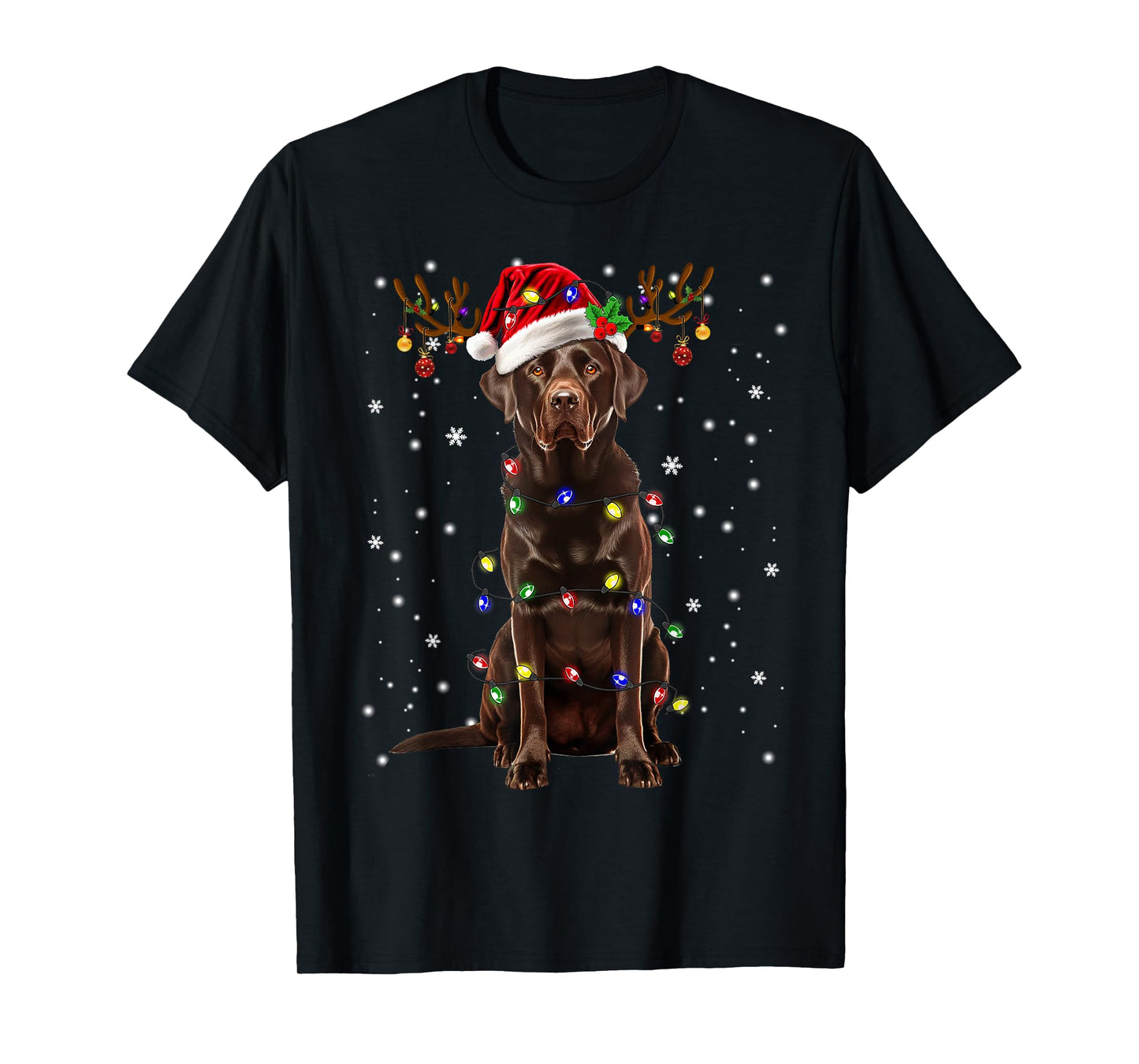 Chocolate Lab Labrador Christmas Tree Light Pajama Dog Xmas T-Shirt