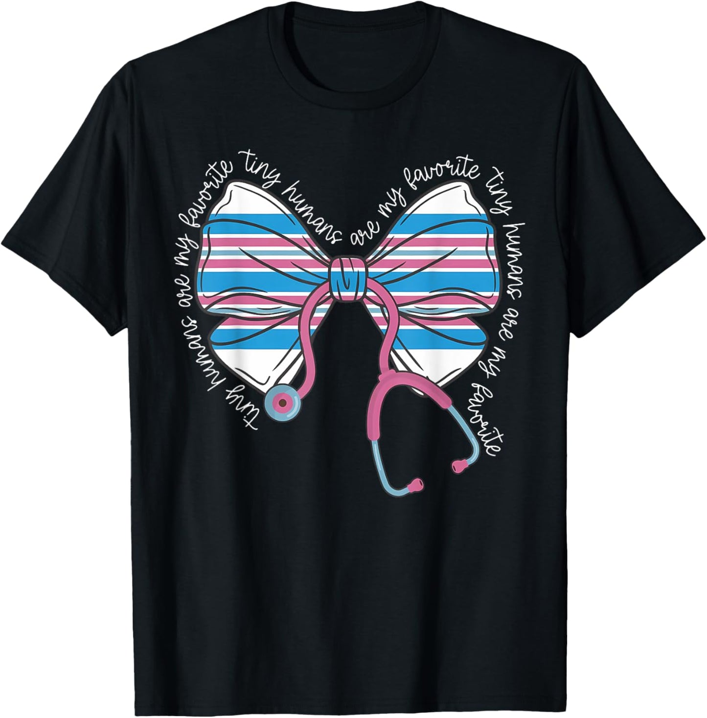 Pink Stethoscope Coquette Bow Baby Blanket NICU Nurse T-Shirt