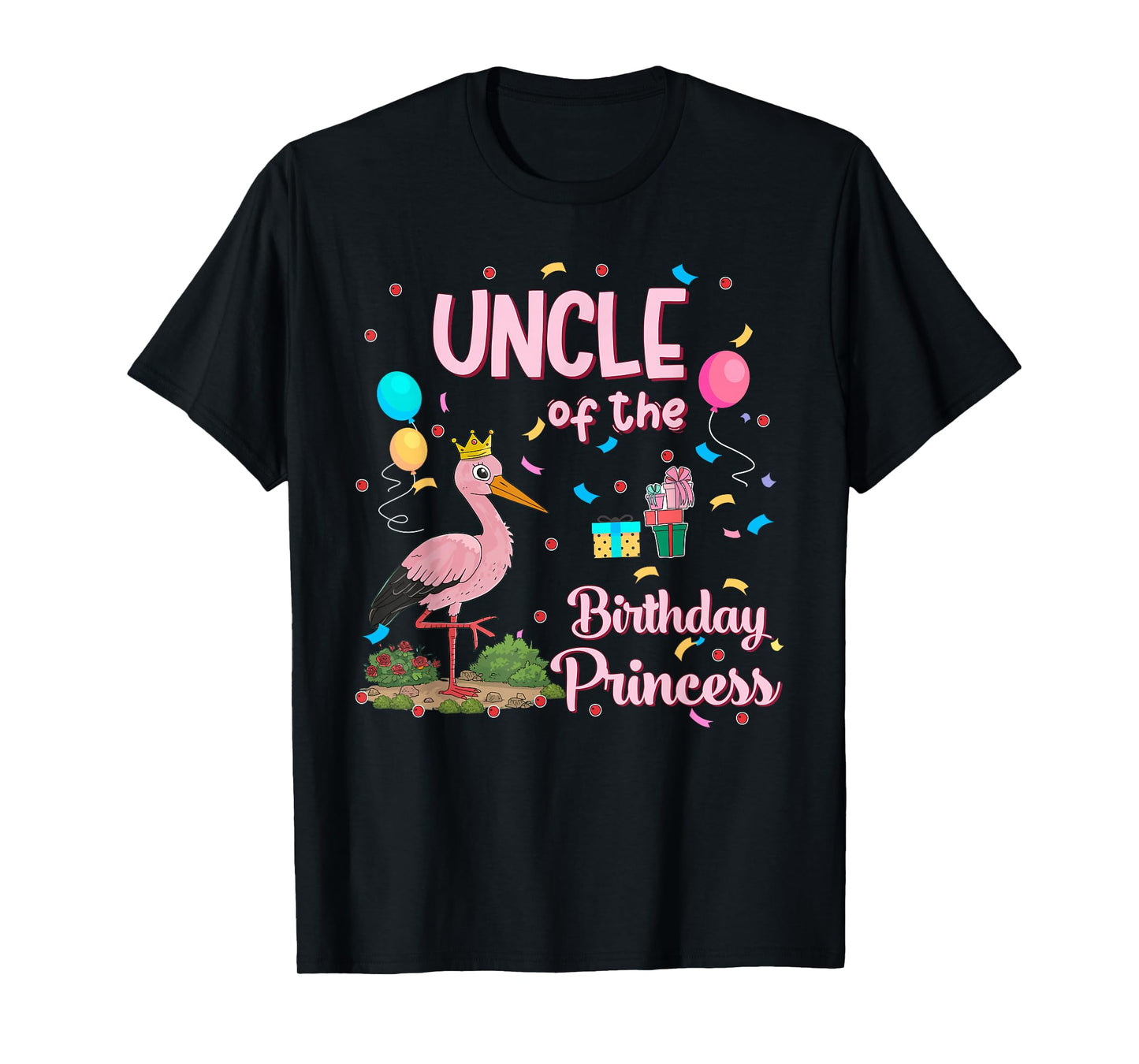Uncle of the Birthday Princess Pink Flamingo Party Squad T-Shirt