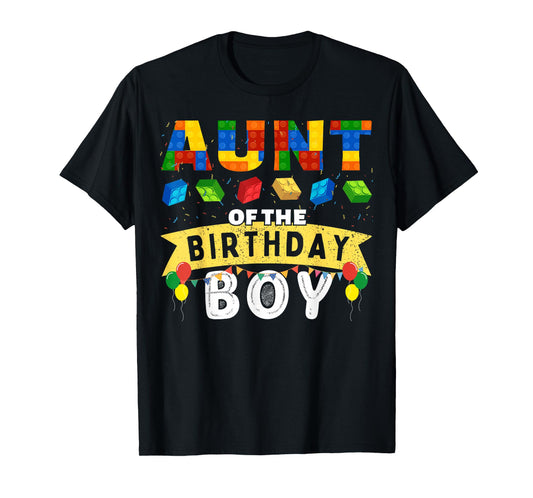 Aunt of the birthday boy Building Blocks Master builder T-Shirt