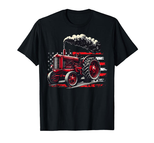 American Farmer Tractor American Flag Patriotic USA Farm T-Shirt