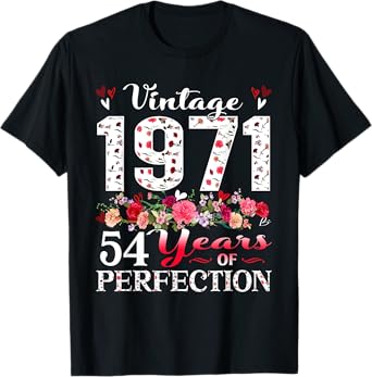 54 Year Old Floral Vintage 1971 54th Birthday Women Apparel T-Shirt
