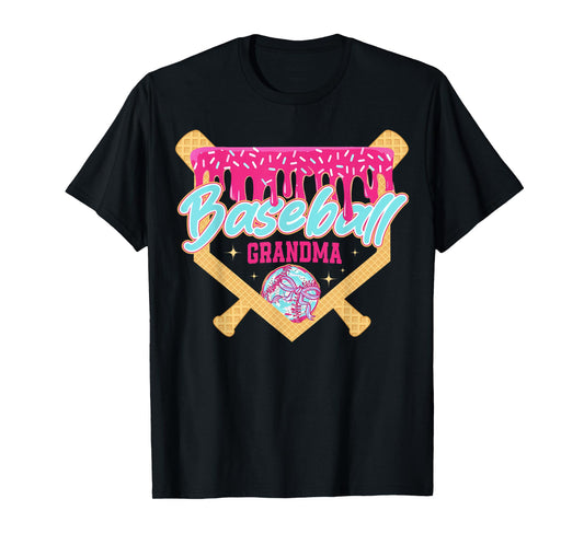 Baseball Grandma Drip Ice Cream Baseball Season Mother's Day T-Shirt